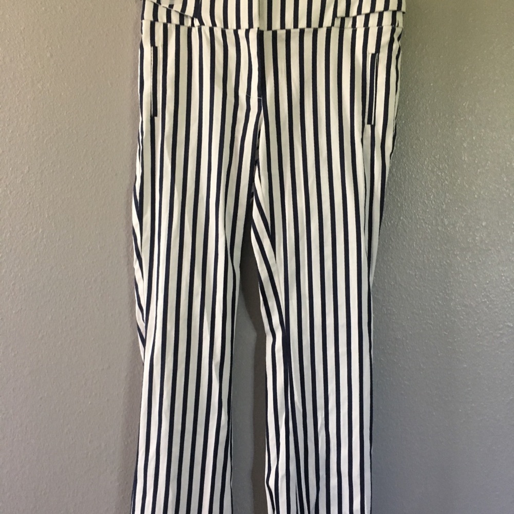 navy blue and white stripped pants